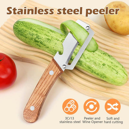 Premium Wooden Peeler – Ergonomic Kitchen Vegetable Peeler